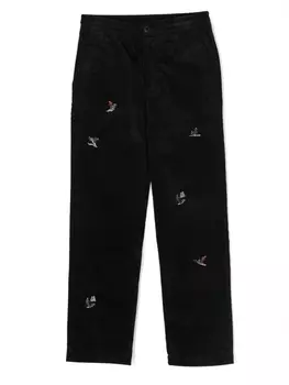 Ralph Lauren прямые брюки с вышивкой, черный