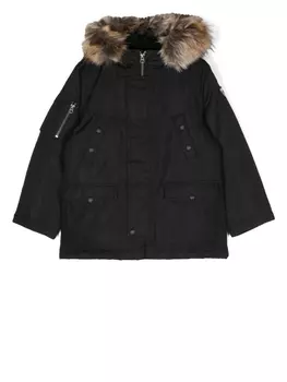 Ralph Lauren пуховик с капюшоном и искусственным мехом, черный