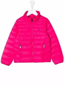 Ralph Lauren пуховик с вышитым логотипом, розовый