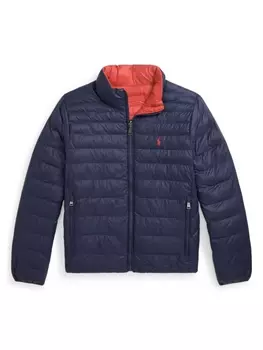 Ralph Lauren пуховик с вышивкой Polo Pony, синий