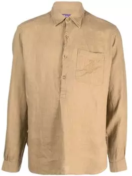 Ralph Lauren Purple Label button-up linen shirt, коричневый
