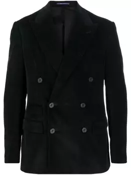 Ralph Lauren Purple Label двубортный пиджак с заостренными лацканами, черный