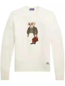 Ralph Lauren Purple Label джемпер с вышивкой Polo Bear, белый