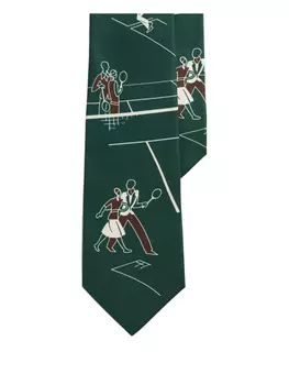 Ralph Lauren Purple Label галстук с принтом Deco Tennis Scenic, зеленый