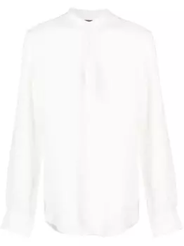 Ralph Lauren Purple Label льняная рубашка с воротником-стойкой, нейтральный цвет