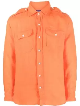 Ralph Lauren Purple Label льняная рубашка с длинными рукавами, оранжевый