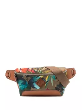 Ralph Lauren Purple Label поясная сумка из канваса с цветочным принтом, коричневый