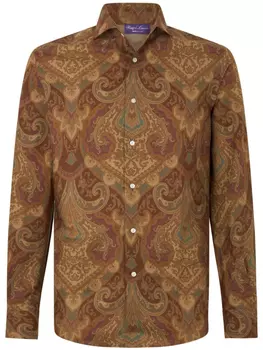 Ralph Lauren Purple Label рубашка с абстрактным узором, коричневый