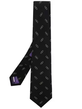 Ralph Lauren Purple Label шелковый галстук Linked-Ovals, черный