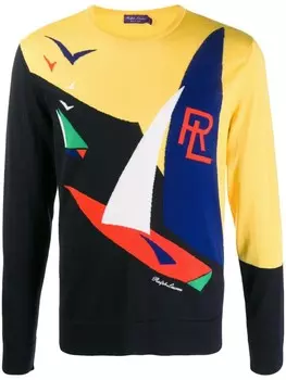 Ralph Lauren Purple Label свитер с круглым вырезом и логотипом, желтый