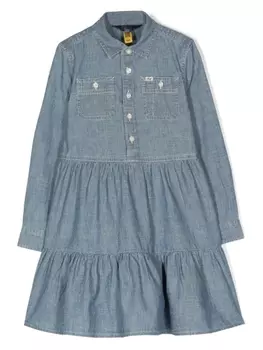 Ralph Lauren ярусное платье-рубашка из денима, синий