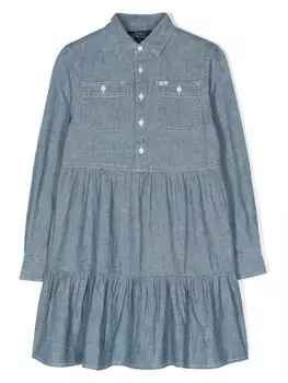 Ralph Lauren ярусное платье с оборками, синий