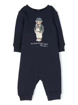 Ralph Lauren ромпер с принтом Polo Bear, синий