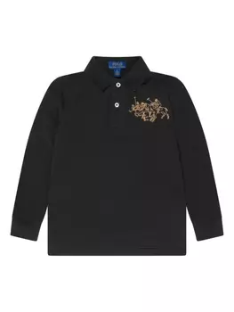 Ralph Lauren рубашка поло с вышитым логотипом, черный