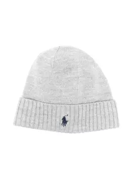 Ralph Lauren шапка бини с вышитым логотипом, серый