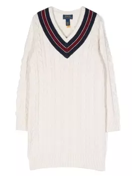 Ralph Lauren шерстяное платье фактурной вязки, нейтральный цвет