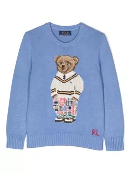 Ralph Lauren свитер с принтом Polo Bear, синий
