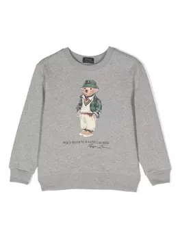 Ralph Lauren толстовка из джерси с принтом Polo Bear, серый