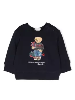 Ralph Lauren толстовка из джерси с принтом Polo Bear, синий