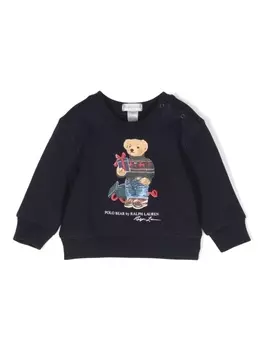 Ralph Lauren толстовка из джерси с принтом Polo Bear, синий