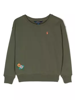 Ralph Lauren толстовка с цветочной вышивкой, зеленый