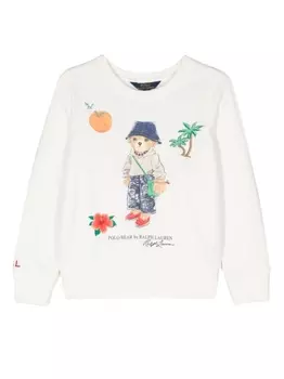 Ralph Lauren толстовка с длинными рукавами и принтом Polo Bear, белый