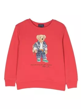 Ralph Lauren толстовка с длинными рукавами и принтом Polo Bear, красный