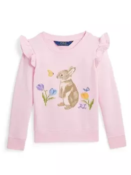 Ralph Lauren толстовка с оборками и графичным принтом, розовый