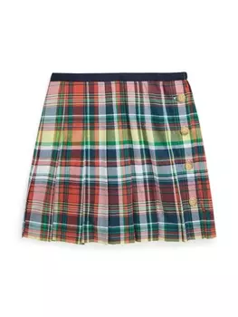 Ralph Lauren юбка в клетку Madras со складками, красный