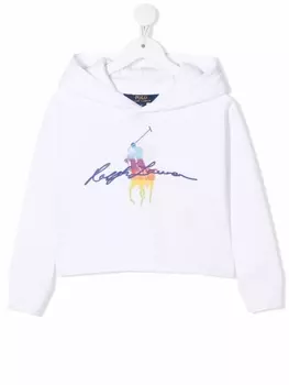 Ralph Lauren укороченное худи Polo Pony, белый
