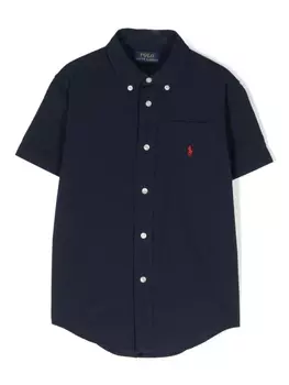 Ralph Lauren вельветовая рубашка с вышитым логотипом, синий