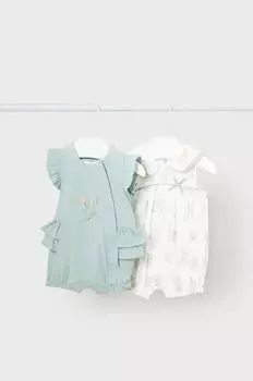 Рамперы для младенцев, упаковка из 2 шт. Mayoral Newborn, бирюзовый