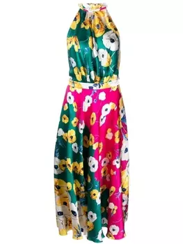 Raquel Diniz платье с вырезом халтер и принтом Blossom, розовый