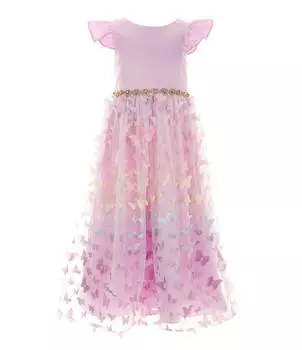 Rare Editions, бальное платье с омбре-юбкой и атласным лифом для маленьких девочек 2T-6X с короткими рукавами и аппликацией в виде бабочек, фиолетовый