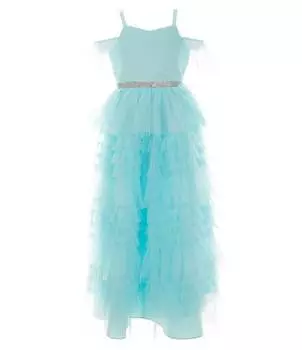 Rare Editions Многоярусное бальное платье без рукавов с вырезом сердечком для больших девочек 7–16 лет, синий