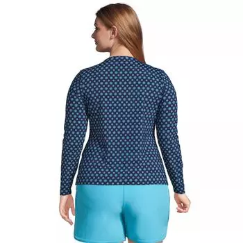 Рашгард больших размеров Lands' End UPF 50 с длинными рукавами Lands' End, голубой