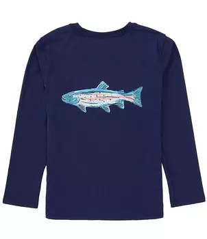 Рашгард Class Club Big Boys 8–20 с длинным рукавом и трафаретным принтом в виде рыбы, синий