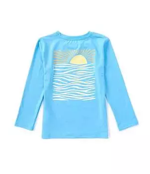 Рашгард Class Club Little Boys 2T-7 с длинными рукавами и трафаретным принтом заката, синий