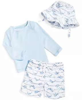 Рашгард, шорты для плавания и шапочка для мальчика Baby Boys Whales, комплект из 3 предметов First Impressions, белый