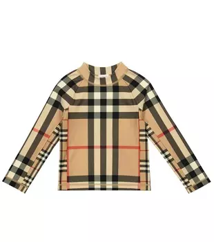 Рашгард в клетку vintage check Burberry Kids, мультиколор