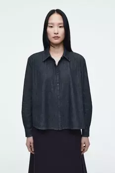 Расклешенная джинсовая рубашка-regular fit COS, индиго