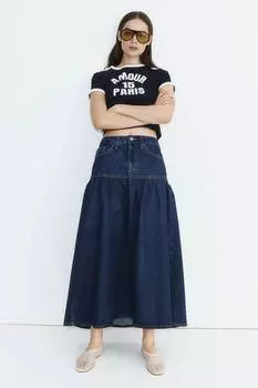 Расклешенная джинсовая юбка H&M, синий