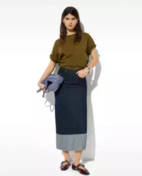 Расклешенная джинсовая юбка миди Parfois, тёмно-синий