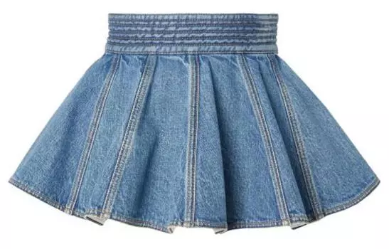 Расклешенная джинсовая юбка с поясом Alaia, светло-голубой