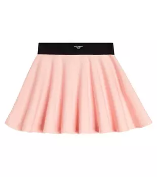 Расклешенная хлопковая юбка со складками Dolce&Gabbana Kids, розовый