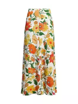 Расклешенная мини-юбка с цветочным принтом Stella Mccartney, цвет multicolor orange