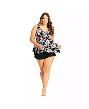 Расклешенная трикотажная юбка для плавания больших размеров AVENUE, черный