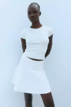 Расклешенная трикотажная юбка H&M, белый
