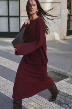 Расклешенная трикотажная юбка H&M, красный