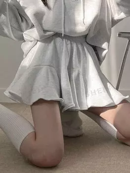 Расклешенная юбка, эластичный пояс, повседневная флисовая ткань Dazy, серый